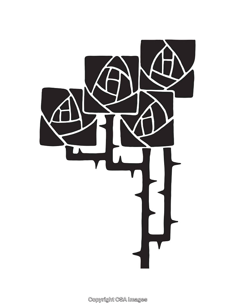 Stylized Black and White Thorned Rose Design Illustration Icon