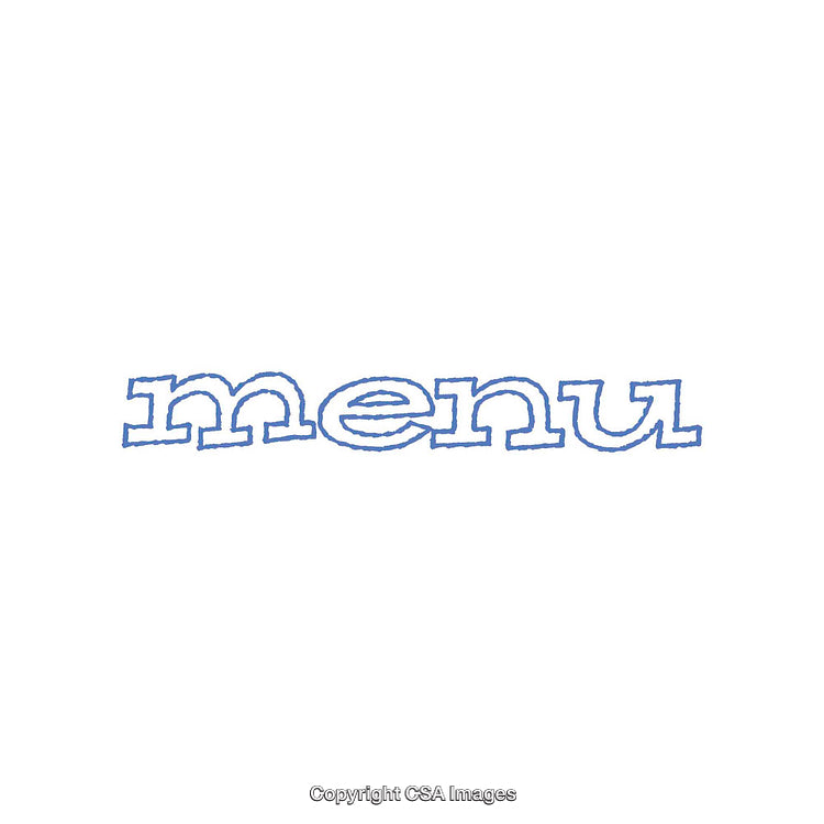 Minimalist Blue Text Depicting the Word 'Menu' on White Background
