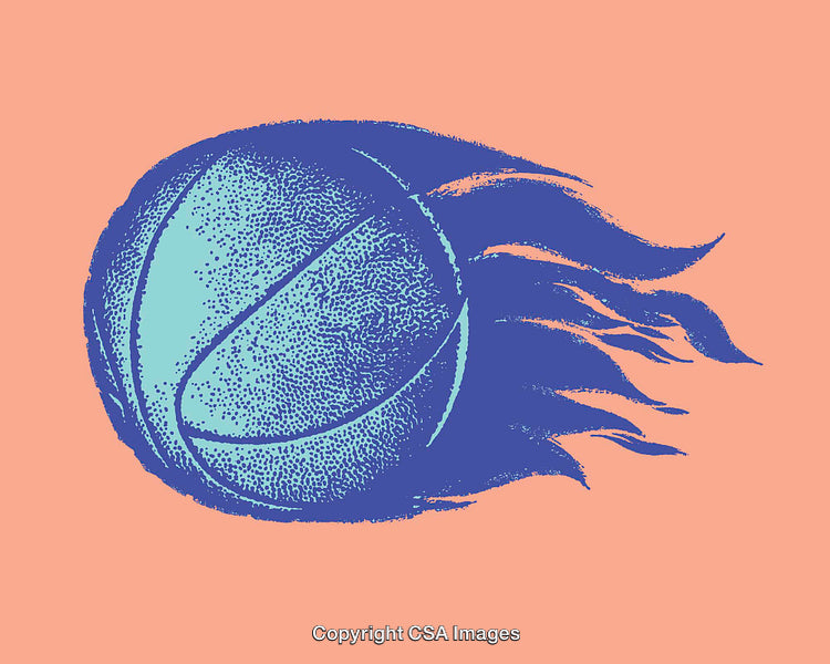 Dynamic Illustration of a Basketball With Artistic Fiery Effect
