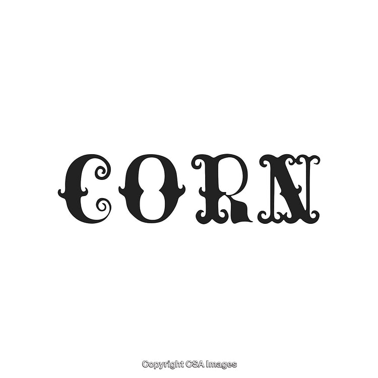 Creative Typography of the Word 'Corn' in Vintage Font Style