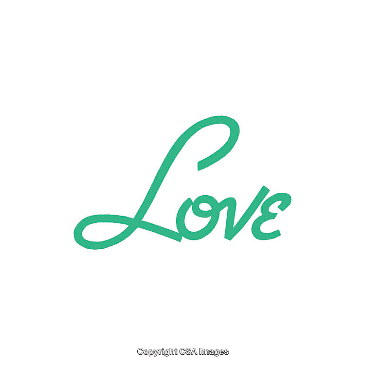 Simple Green Love Script on White Background