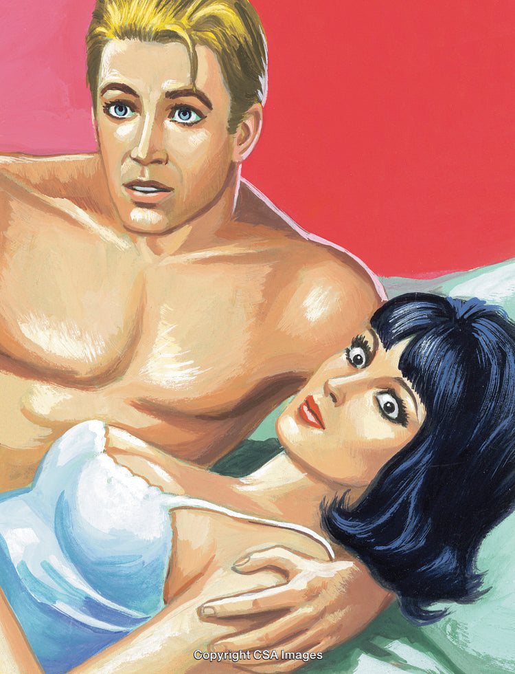 Retro Illustration of a Surprised Couple in a Dramatic Pose