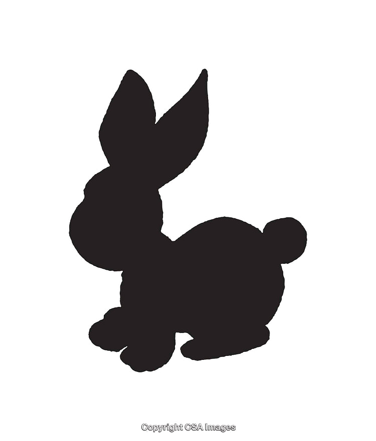 Silhouette of a Bunny Rabbit in Black and White Minimalist Style