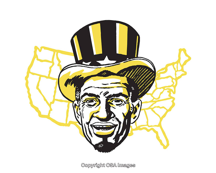Vintage Illustration of Uncle Sam with a USA Map Background