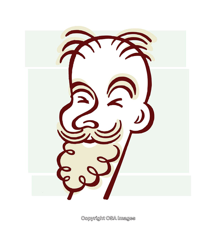 Cartoon Illustration of a Smiling Man With a Mustache and Goatee
