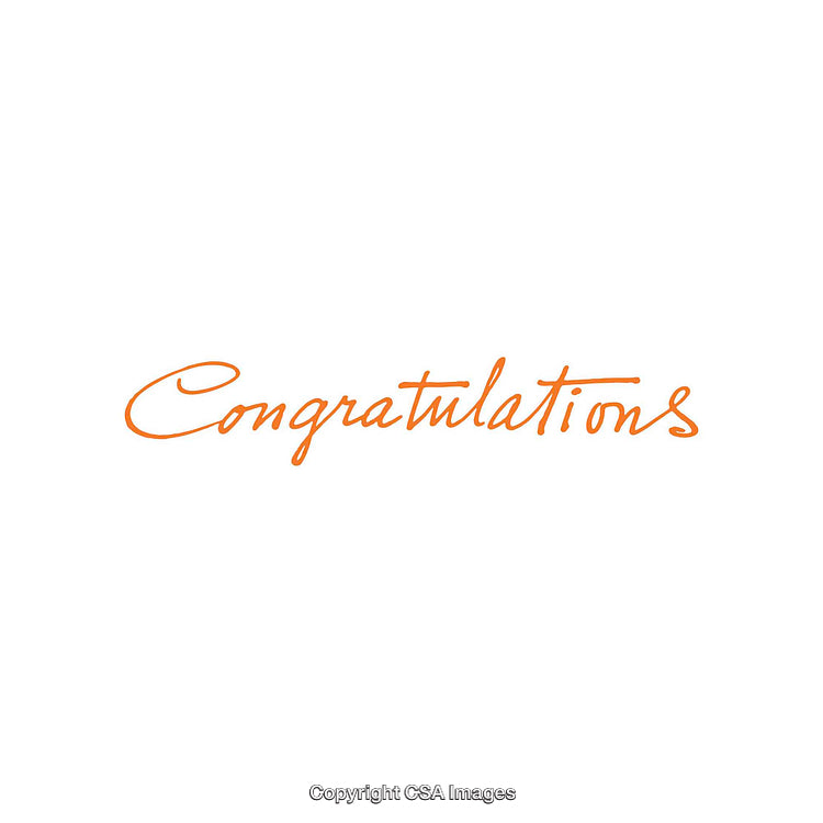 Handwritten Congratulations Text in Orange on a White Background
