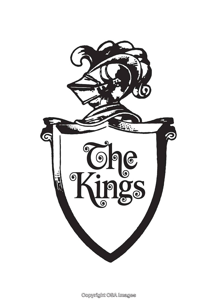 Black and White Crest With Knight Helmet and Text 'The Kings'