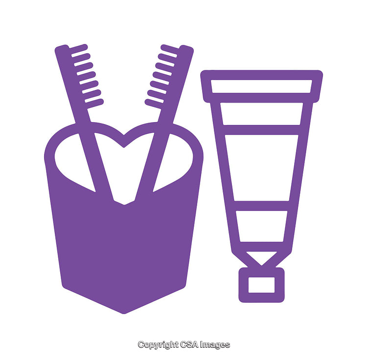 Purple Icon Illustrating Dental Hygiene Tools for Everyday Oral Care