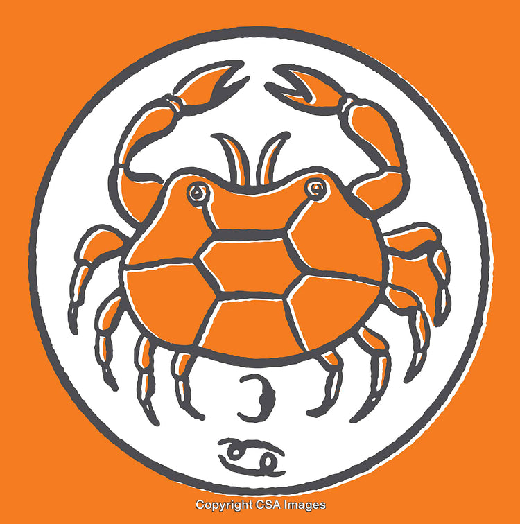 Bold Orange Crab Illustration Symbolizing the Cancer Zodiac Sign Artfully