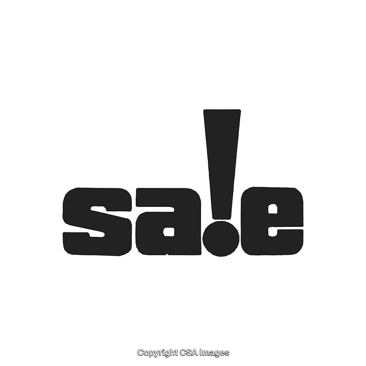 Minimalist Black Sale Logo Design with Exclamation Mark