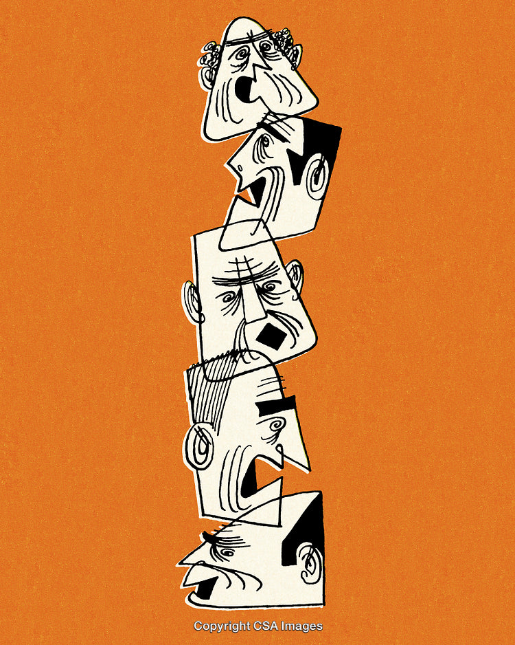 Abstract Expression of Human Faces with Unique Forms and Bold Lines