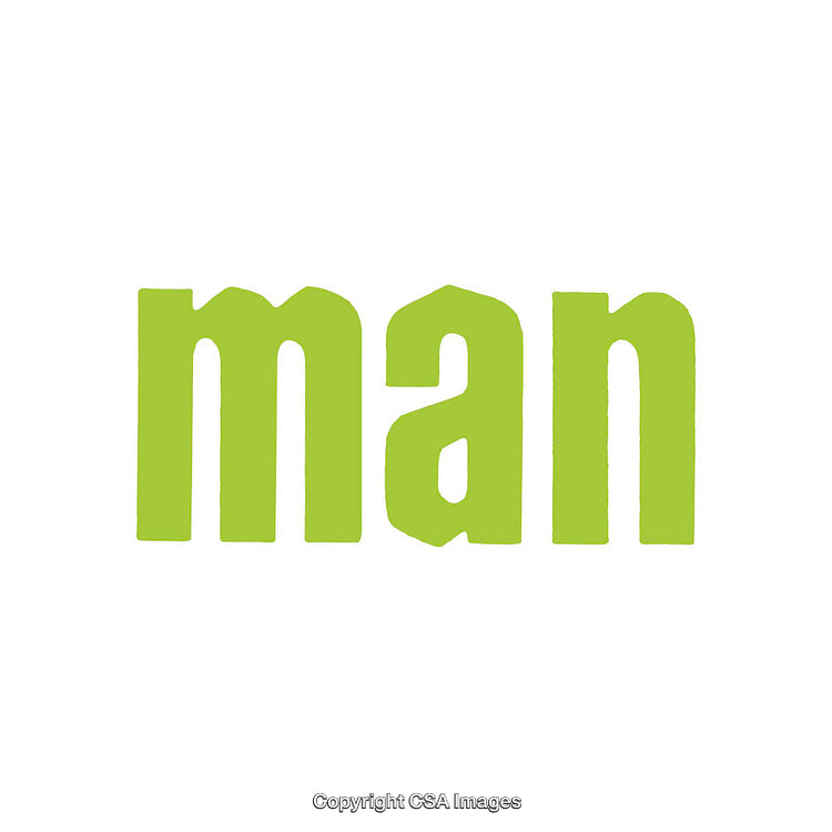 Green Word 'Man' on White Background Featuring Bold Typography