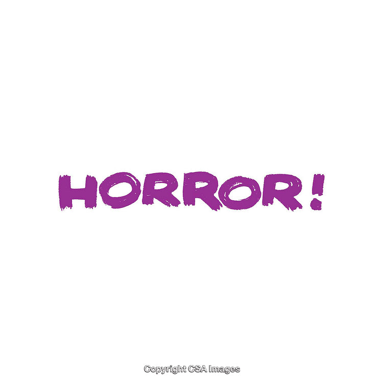 Bold Purple Text 'Horror!' on a Clean White Background