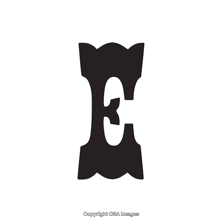 Creative Black Letter E Design With Decorative Curves and Strong Typography
