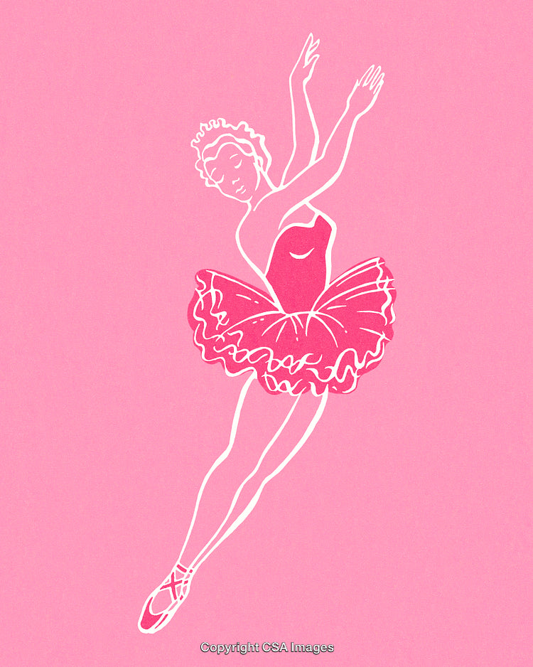 Elegant Ballerina Silhouette in Pink Tutu on Pastel Background