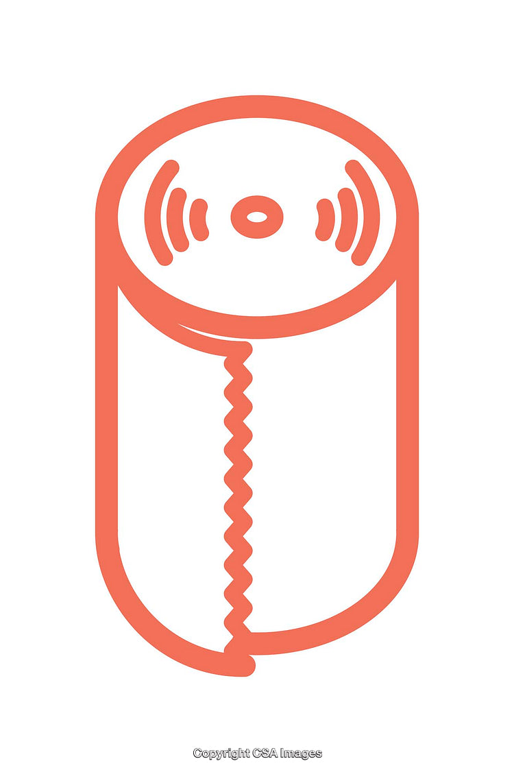 Red Outline Toilet Paper Roll Icon with Wireless Symbol