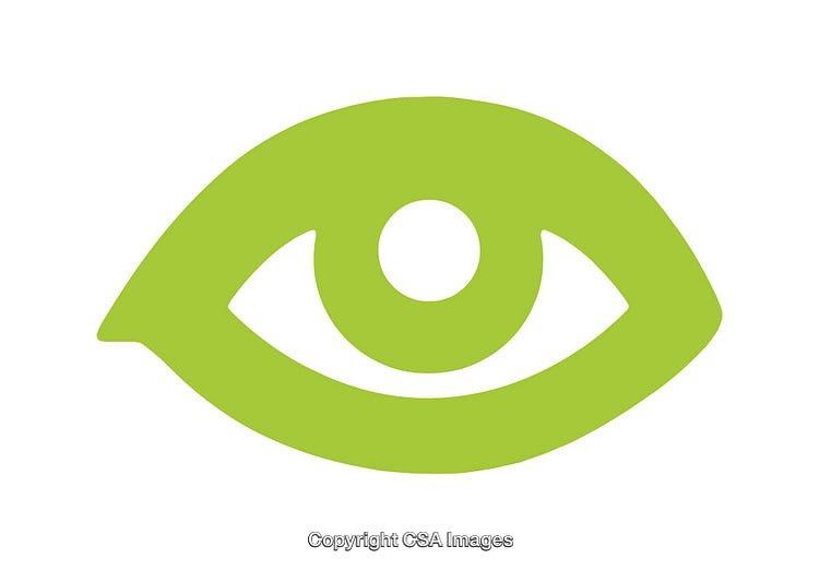 Green Eye Icon Depicting Vision and Observation in Minimalist Style