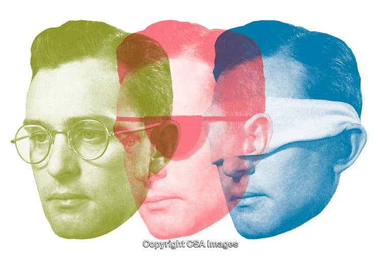 Colorful Multi-View Abstract of a Man with Glasses and Blindfold