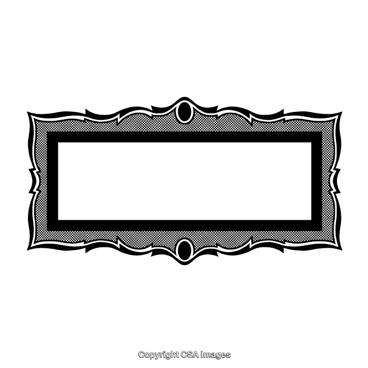 Elegant Black and White Rectangular Frame with Ornate Border Design