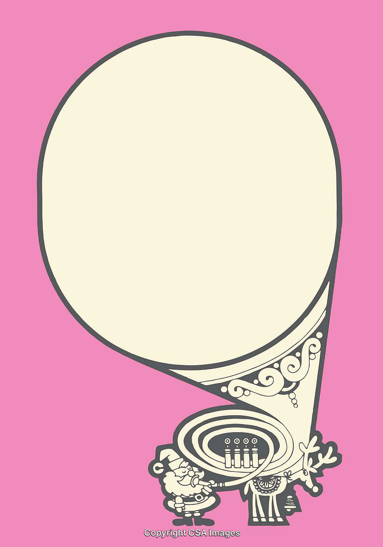 Santa Claus and Reindeer with Retro Gramophone-Inspired Design