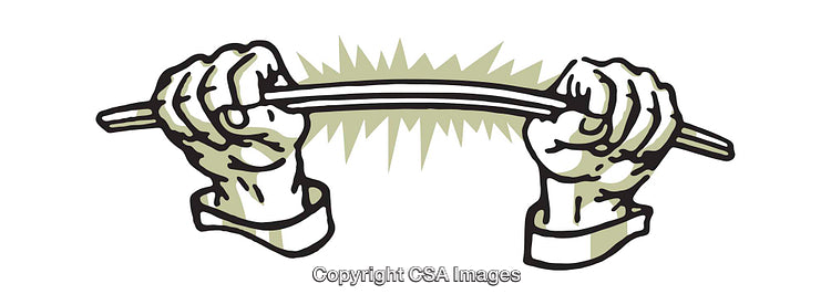 Illustration of Hands Bending a Metal Rod With Power and Force
