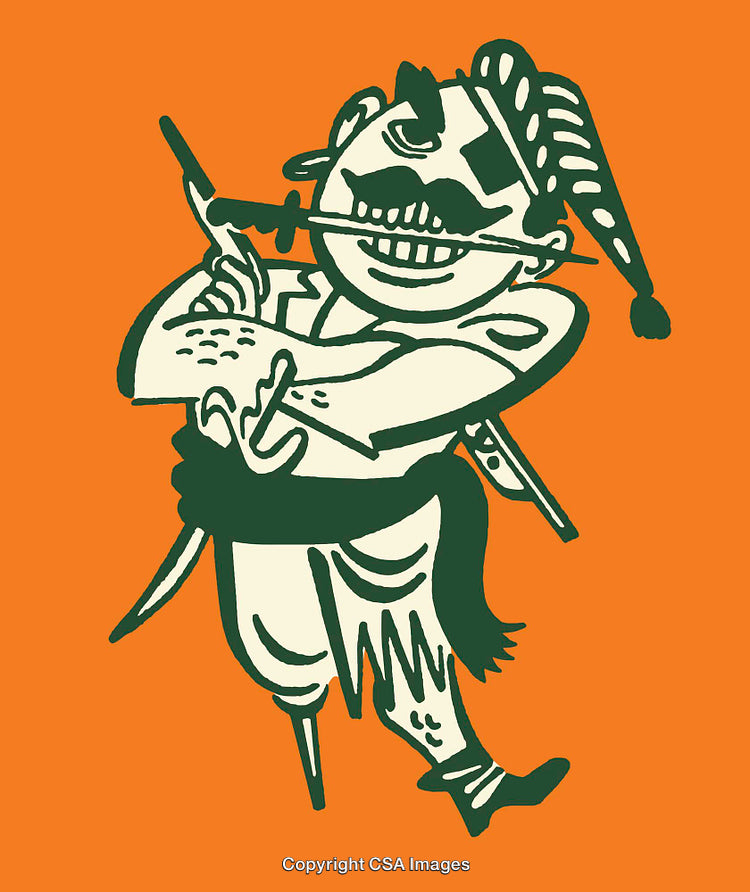 Cartoon Illustration of a Pirate with a Knife and Classic Pirate Attire