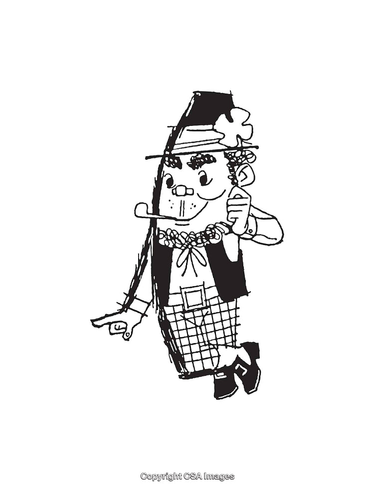 Humorous Black And White Line Art Drawing of a Man in a Hat
