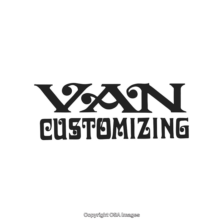 Stylized Logo Design for Van Customization Services in Bold Black Font