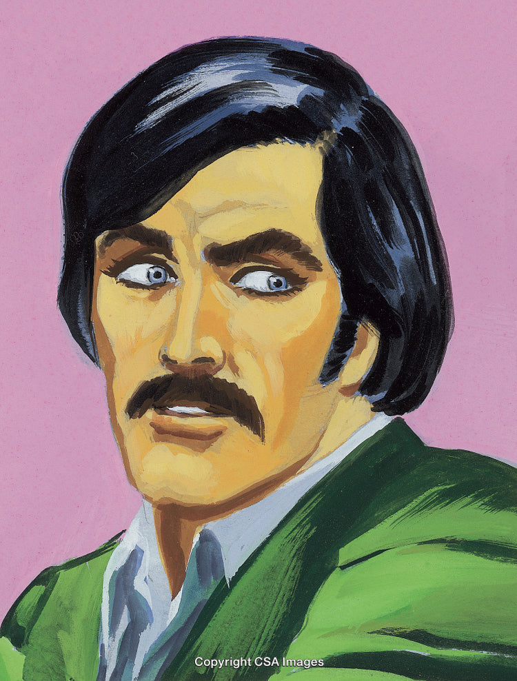 Retro Styled Portrait of a Man in Green Suit on Pink Background