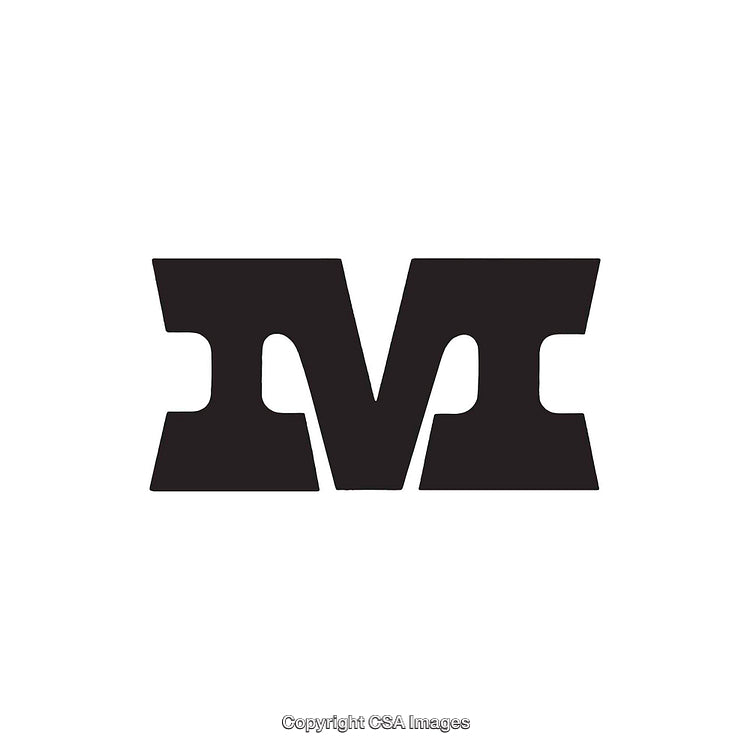 Bold Black Letter M Design on White Background