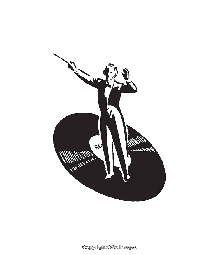 Vintage Conductor Concept Artwork Featuring Vinyl Record Design