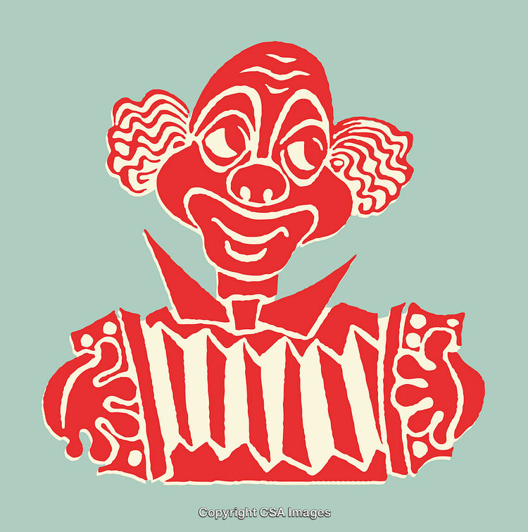Colorful Line Art Illustration of a Playful Clown in Cartoon Style