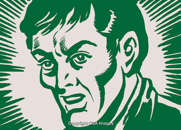 Illustrated Portrait of a Man in Bold Green Line Art Style