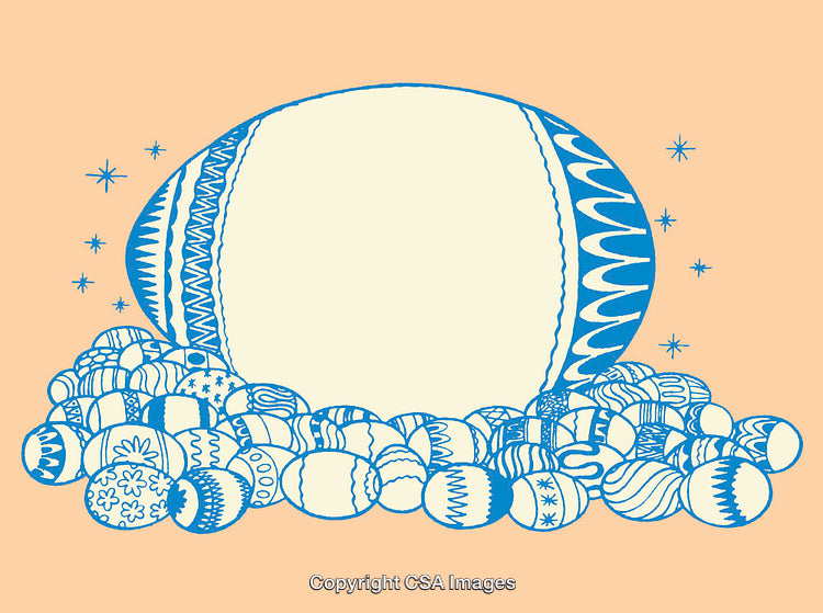 Colorful Decorative Easter Egg Line Art Illustration on Plain Background