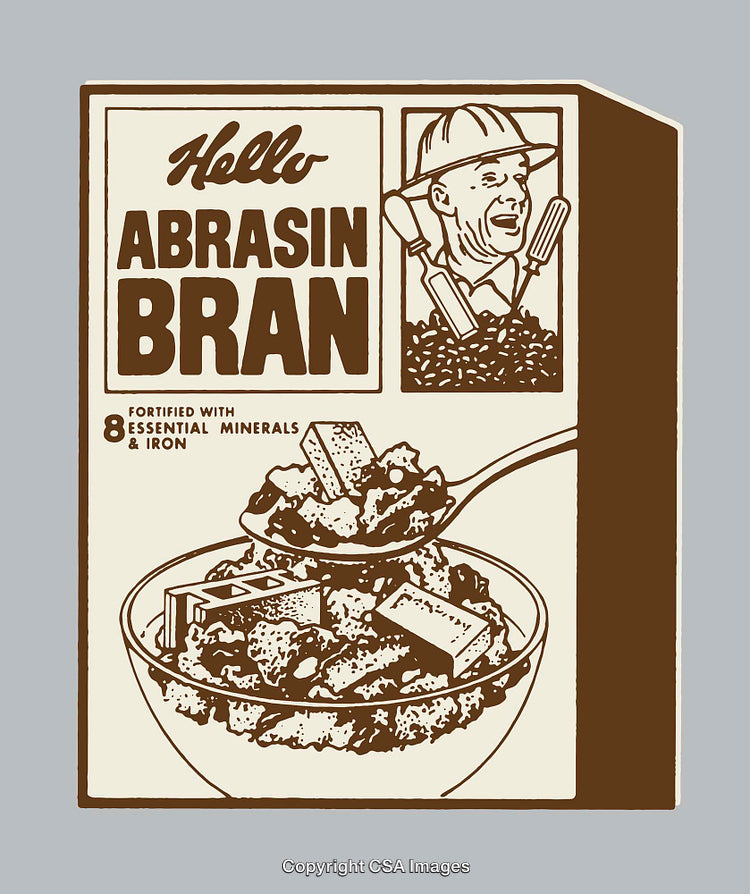Retro Styled Illustration of a Satirical Bran Cereal Package Design