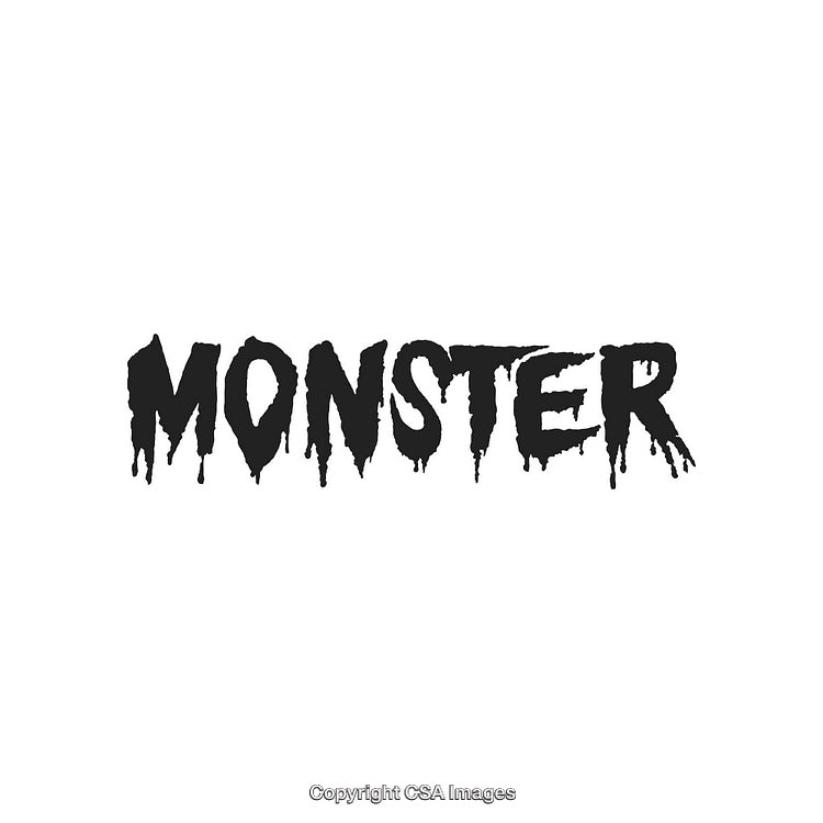 Dripping Horror Text Design Featuring the Word Monster in Black Letters