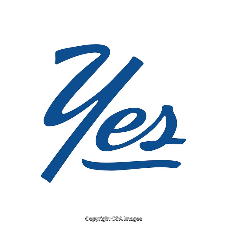 Hand-Drawn Blue Calligraphy of the Word 'Yes' on White Background