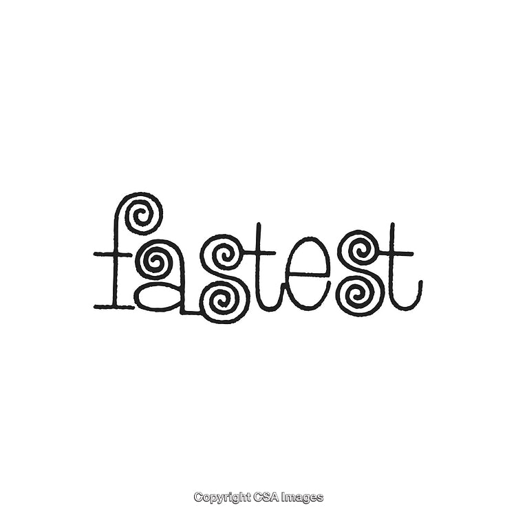 Creative Spiraled Lettering Design of the Word 'Fastest' in Black Ink