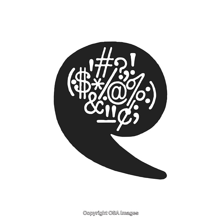 Typography Design with Symbols and Icons in Speech Bubble Shape