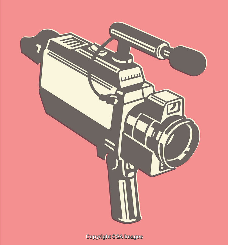 Vintage Video Camera Illustration in Minimalistic Cartoon Style