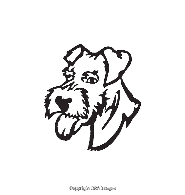 Black and White Line Art Illustration of a Dog's Face Portrait