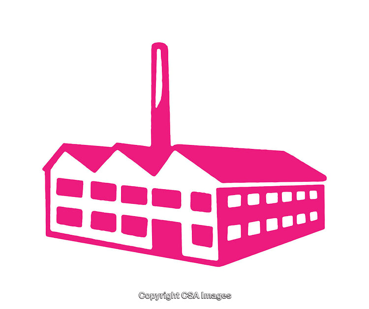 Pink Factory Icon Symbolizing Industrial and Manufacturing Themes