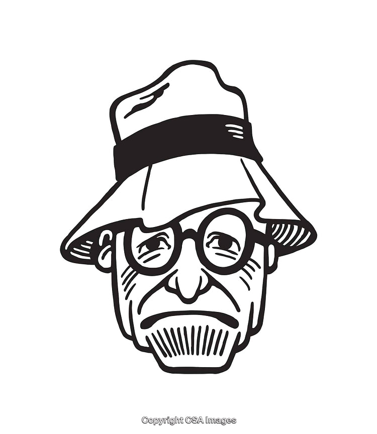 Stylized Line Art Illustration of a Man Wearing a Hat and Glasses