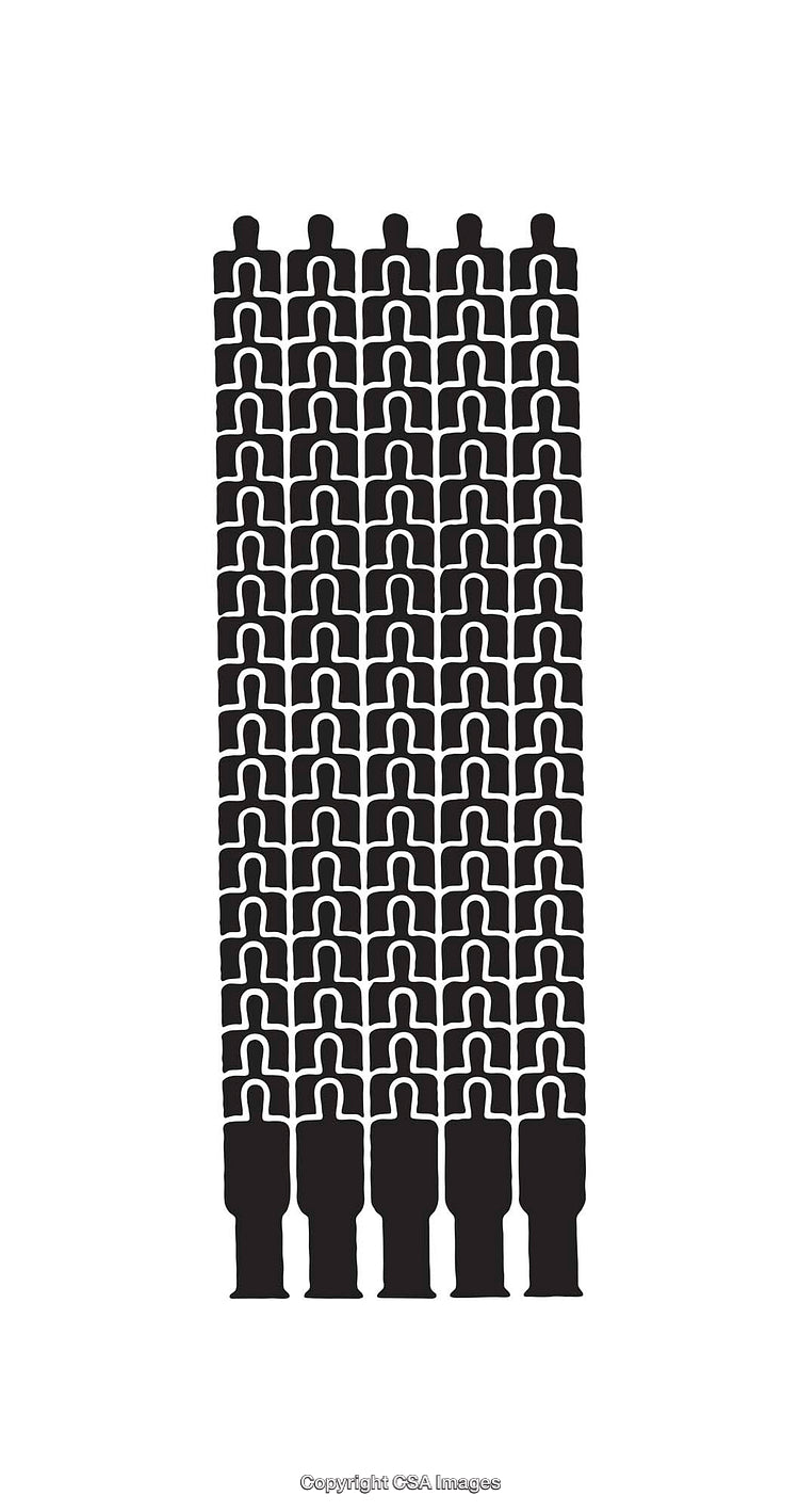 Black and White Pattern of Abstract Figures in Rows