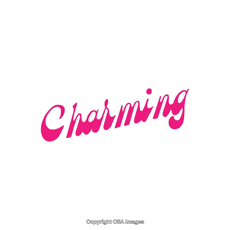 Elegant Typography of the Word 'Charming' in Pink Script on White