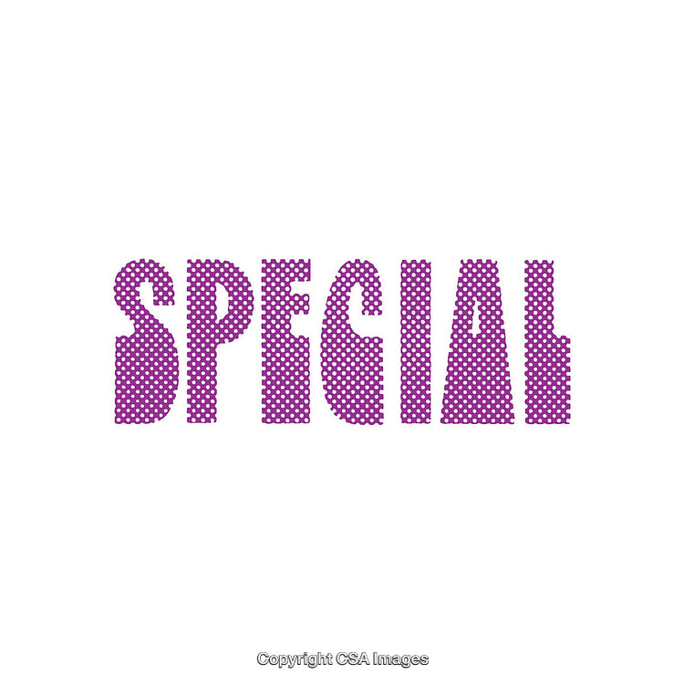 Creative Purple Dot Pattern Typography of the Word Special on White