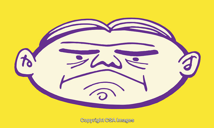 Colorful Line Art Illustration of a Grumpy Facial Expression