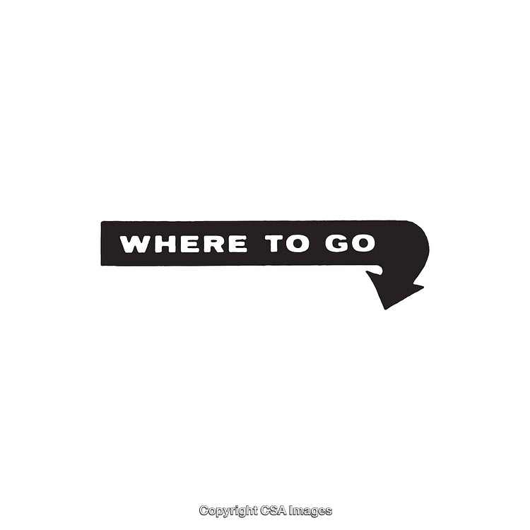 Black and White Design Featuring Text and a Curved Arrow Shape