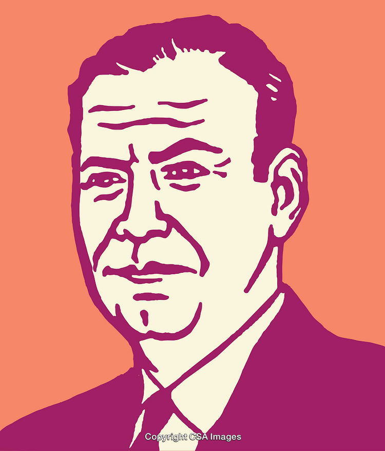 Retro Style Illustration of a Businessman in Line Art