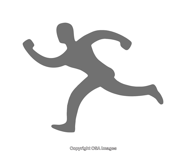 Silhouette Icon of a Running Figure in Motion on White Background